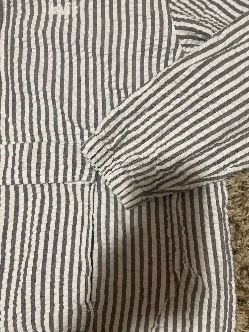 Levi's Octavia Lightweight Striped Seersucker Pullover 1/4 Zip Jacket Men's XL
